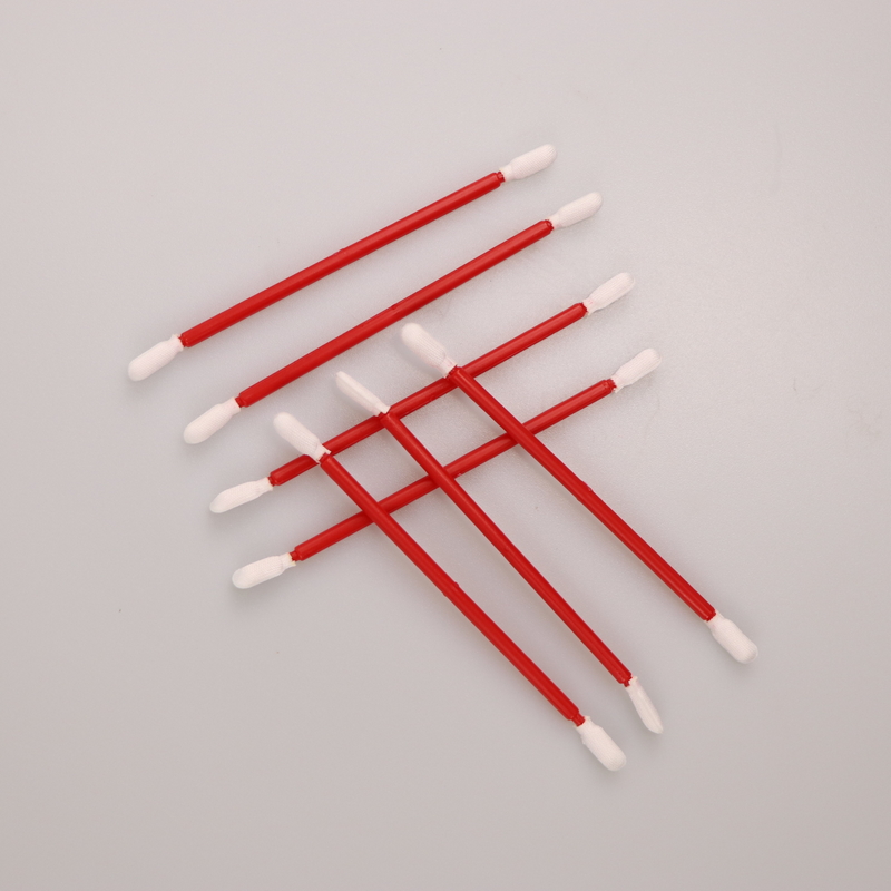 Lint Free 2 Layers Red PP Stick Cleanroom Polyester Swabs With Double Heads