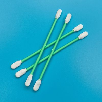 مسحة تنظيف بصرية خالية من الوبر ذات رأس مجداف مضاد للكهرباء الساكنة وغرفة نظيفة، مسحة بوليستر ذات رأسين