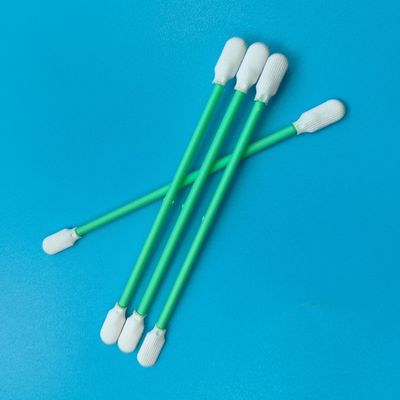 مسحة تنظيف بصرية خالية من الوبر ذات رأس مجداف مضاد للكهرباء الساكنة وغرفة نظيفة، مسحة بوليستر ذات رأسين