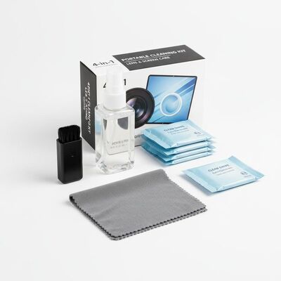 4 in 1 Portable Lens Cleaning Microfiber Wipes Screen Cleaning Brush Laptop Cleaning Kit with Solution
