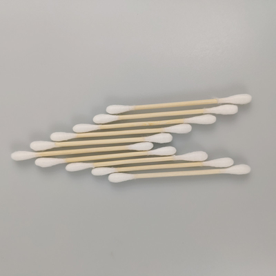 ECO Biodegradable Bamboo مقبض مزدوج رأس قطن مسحة في صندوق ورقي