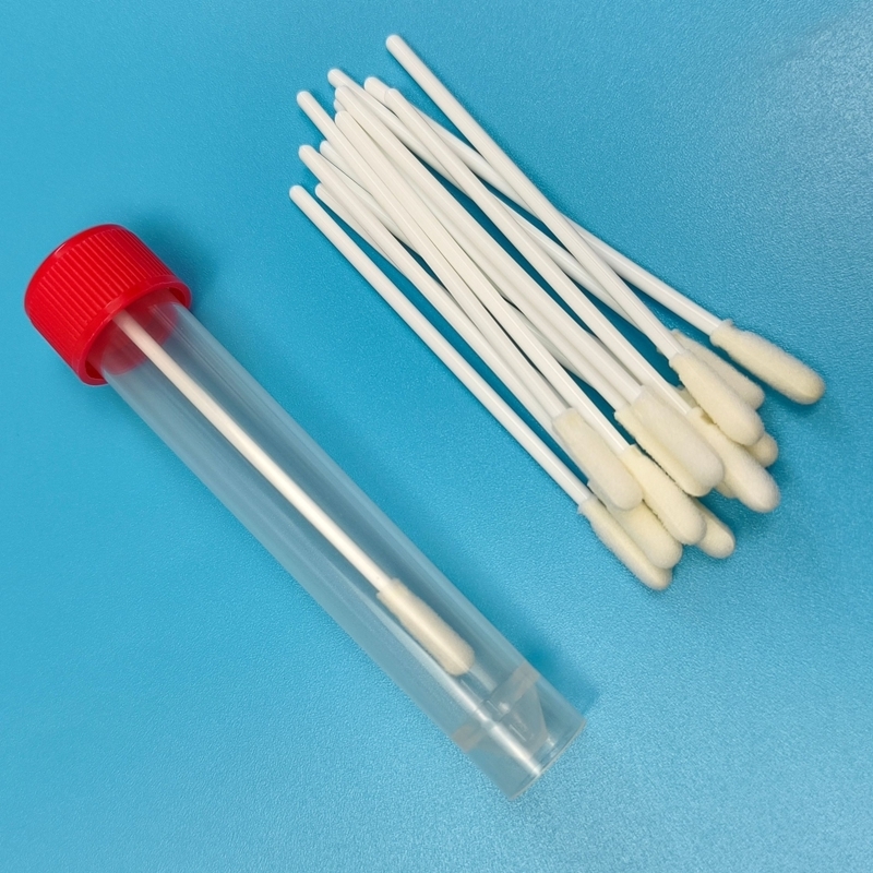 8cm PP Stick Sterile Foam Tip Swab with Tube Environmental Surface Sampling Swab for Laborary (مغسلة من الرغوة المعقمة ذات 8 سم من PP Stick) مع غسول لجمع عينات من سطح البيئة للمختبر