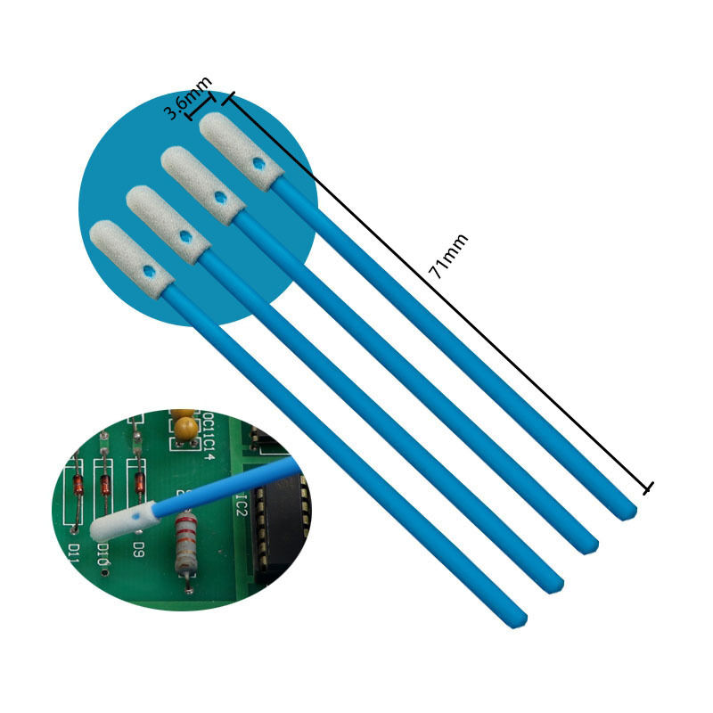742 مقبض أزرق خالي من الوبر 3.6 مللي متر مسحة إسفنجية دقيقة إلكترونيات تنظيف رغوة طرف مسحة تفصيلية لغرف الأبحاث